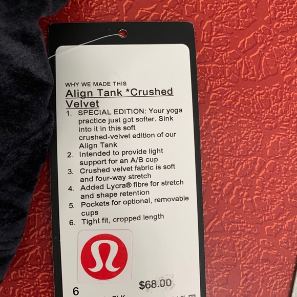 Lululemon Align crushed velvet tank black 6 NWT - Picture 2 of 6